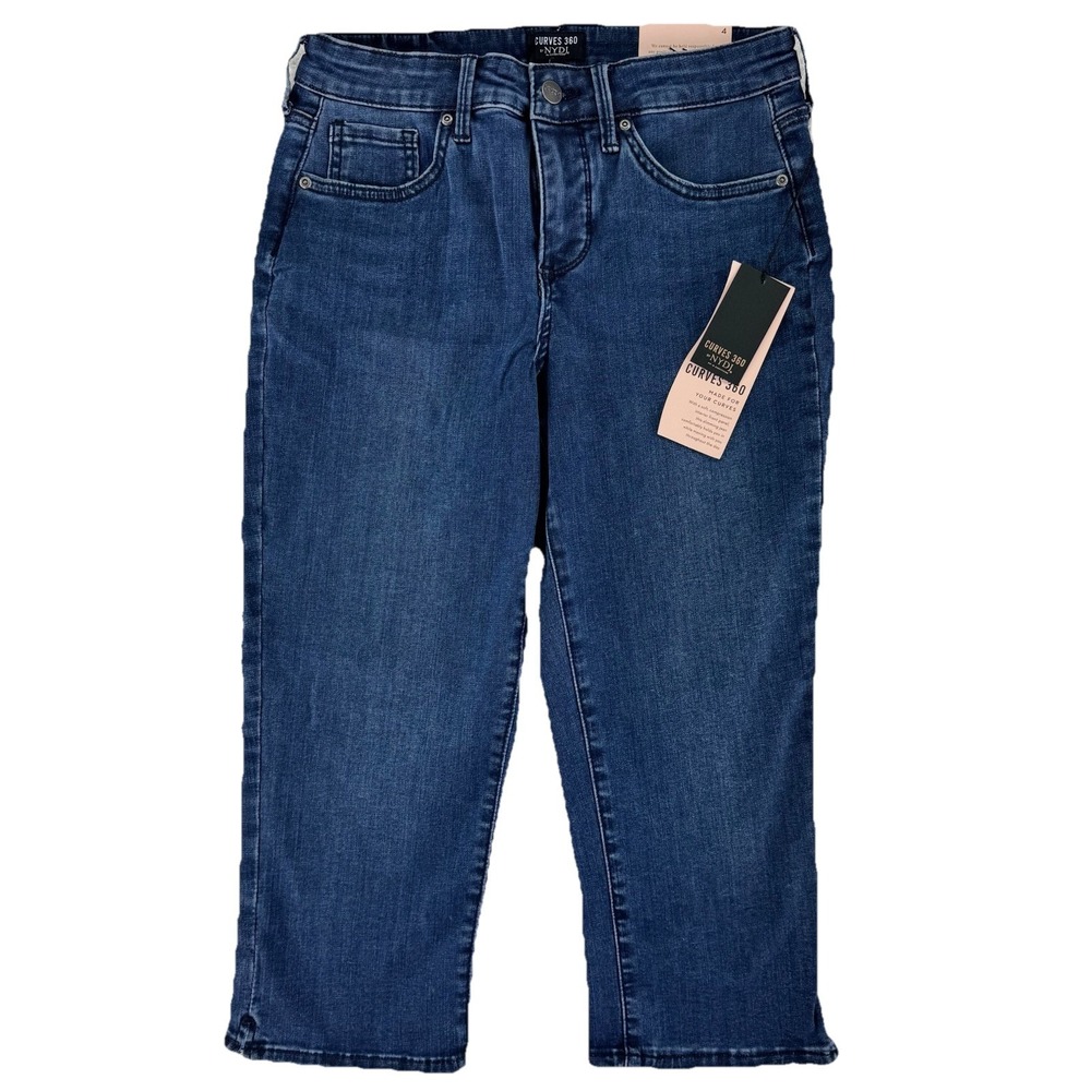 NYDJ Curves 360 Slim Straight Capri Jeans Size 4 Regular Caliente Blue
